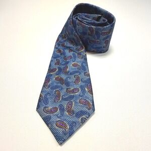 Holland & Sherry Silk Necktie Blue Paisley Textured Luxury British Classic